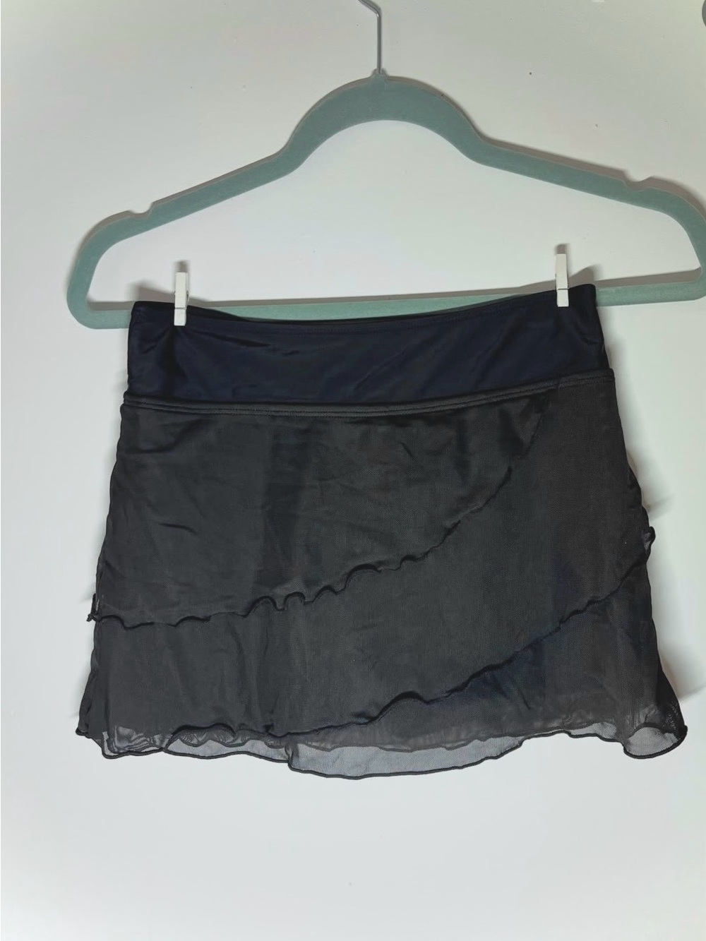 Women's Black Layered Chiffon Swim Skort